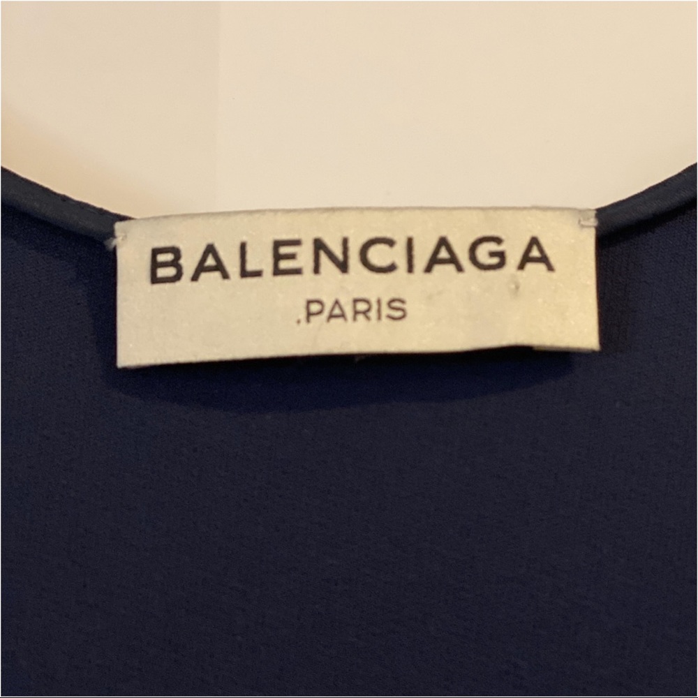 Balenciaga: Asymmetrical Hem Navy Top Sz:36 - Picture 3 of 7